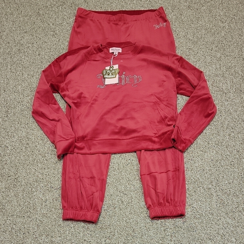 Juicy Couture Red Velour Tracksuit Set, Women's Medium. Indie Sleeze Comfy - Picture 1 of 6